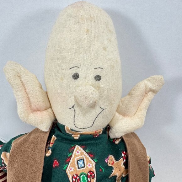 Vintage 3 Handmade Cloth Christmas Elf Dolls Shelf Sitter Rustic Holiday Decor - Picture 9 of 11